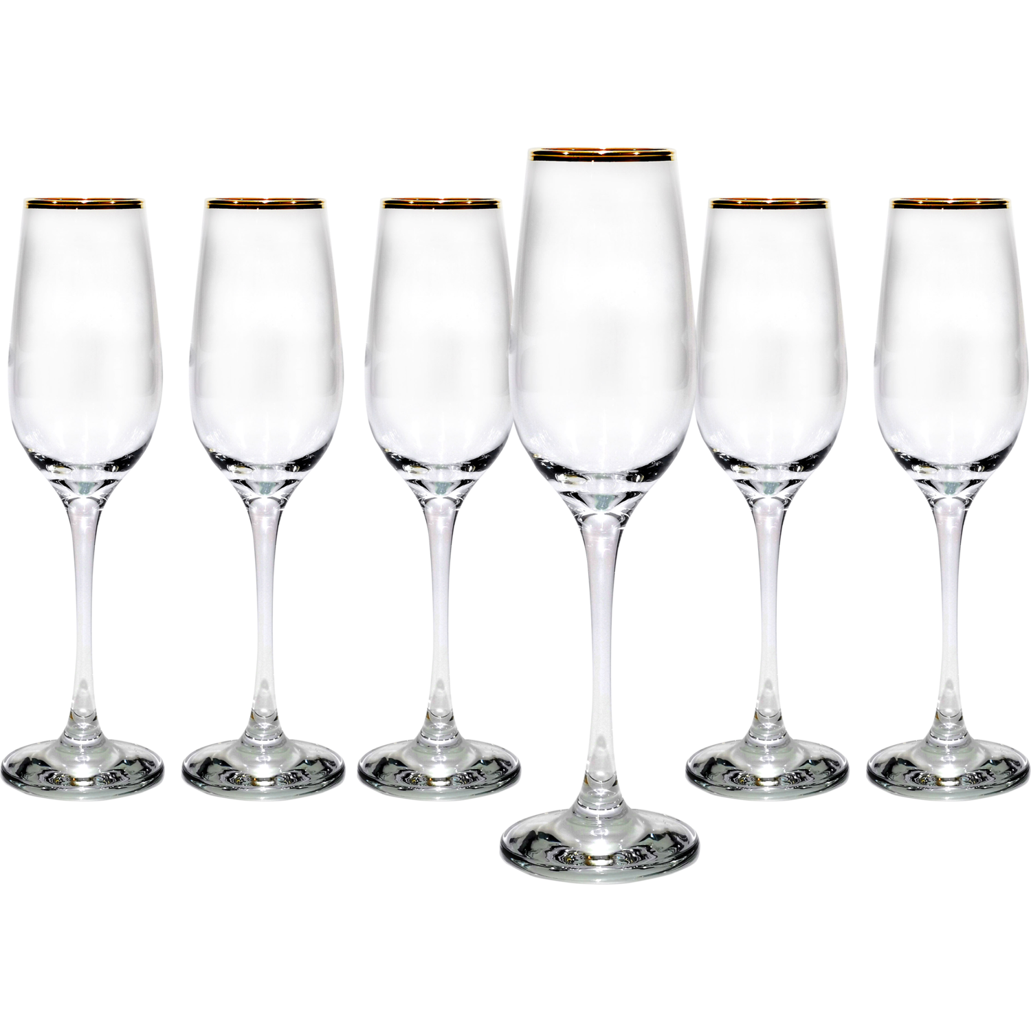 PASABAHCE - Calici flute in vetro Amber Golden bordo oro 20 cl - set 6 pezzi